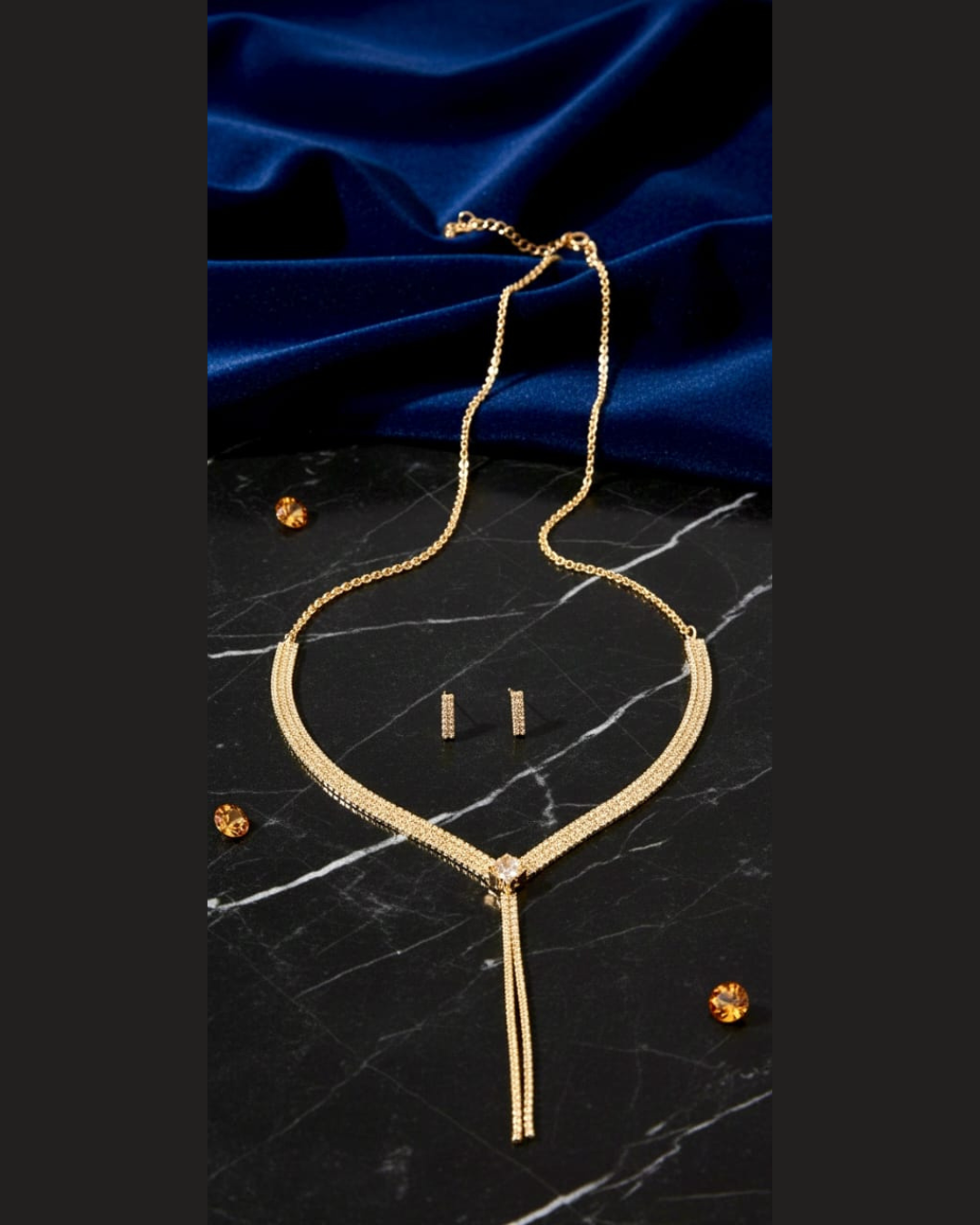 Aurora Gold Minimal Necklace & Stud Set