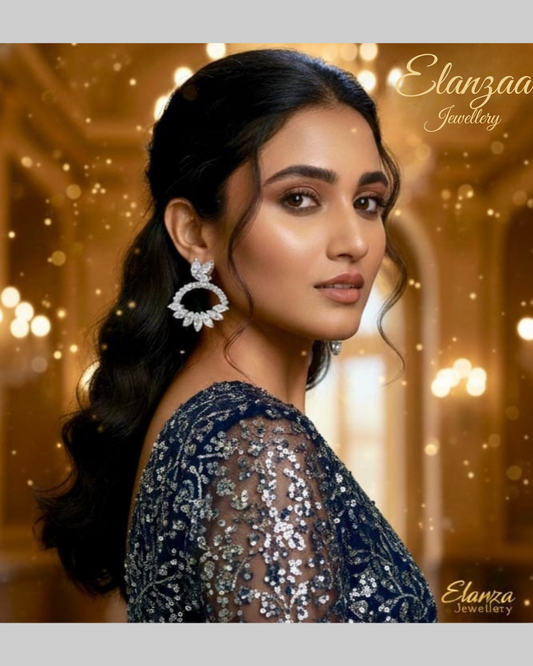 Floral Crystal Arc Earrings