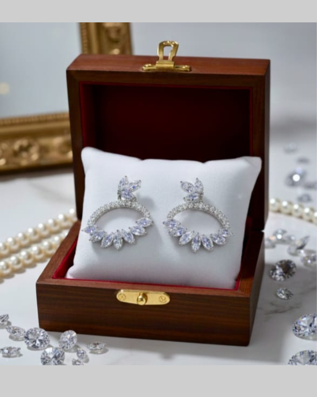 Floral Crystal Arc Earrings