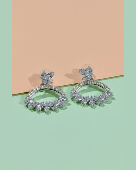 Floral Crystal Arc Earrings