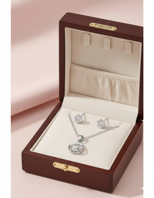 Radiant Loop Crystal Pendant Set